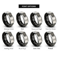 font options for inside engraving on black & grey sweden rings