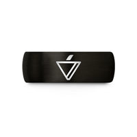 trendy rings for teens – black tungsten accent mark wedge wedding band