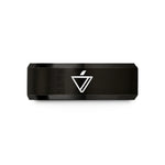 unique presents for her – black tungsten accent mark wedge wedding band