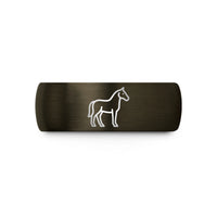 custom rings for teens – gunmetal & black tungsten horse wedding band