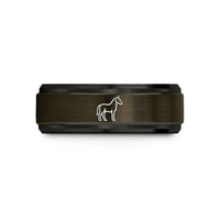 unique presents for girls – gunmetal & black tungsten horse wedding band