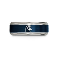 trendy rings for girls – blue & gray tungsten parrot wedding band