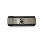 unique teen birthday present – black & blue & silver tungsten 3 blade propeller wedding band