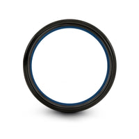 birthday presents for teens – 3 blade propeller engraving on black & blue & silver tungsten wedding band