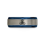ideas for teen presents – black & blue & silver tungsten 3 blade propeller wedding band