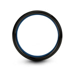 birthday presents for teens – 3 blade propeller engraving on black & blue & grey tungsten wedding band