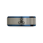 birthday presents for teens – black & blue & gray tungsten 3 blade propeller wedding band
