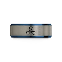 birthday presents for teens – black & blue & gray tungsten 3 blade propeller wedding band