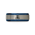 teen present ideas special – blue & gray tungsten 3 blade propeller wedding band