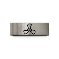 ideas for teen presents – blue & grey tungsten 3 blade propeller wedding band
