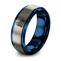 Sweet 16 Gift Ideas – blue & silver tungsten colosseum ring
