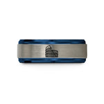 teen present ideas unique – blue & silver tungsten colosseum wedding band