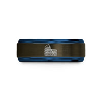 best presents for teens – gunmetal & blue tungsten colosseum wedding band
