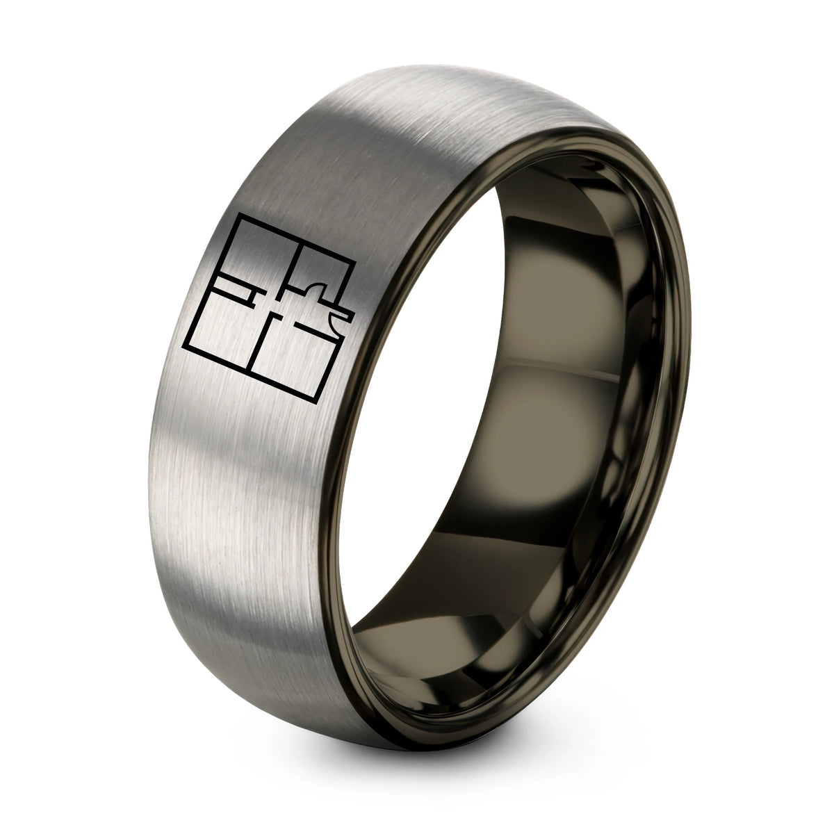 Sweet 16 Gift Ideas – gunmetal & gray tungsten floor plan ring