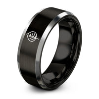 present idea for dad – black & grey tungsten aspen leaf ring