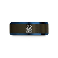 father's day present ideas – gunmetal & blue tungsten bryce canyon hoodoos wedding band