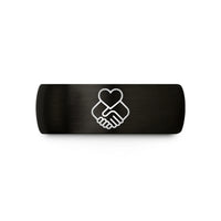best presents for fathers – black & rose gold tungsten interlocked fingers heart wedding band