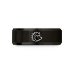 cute rings for friends – black tungsten hedgehog face wink wedding band