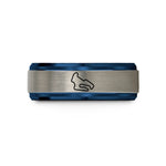 unique present for men – blue & grey tungsten spa layout wedding band