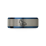unique present for men – blue & gray tungsten spa layout wedding band