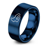 unique present for men – blue tungsten spa layout ring