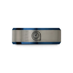 personalized rings for couples – blue & silver tungsten time dilation clock wedding band