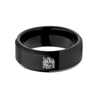 tungsten bands for lovers – black tungsten archangel samael spear wedding band