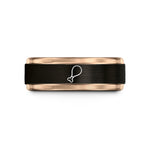 custom rings for couples – black & rose gold tungsten chicken drumstick wedding band