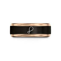 custom rings for couples – black & rose gold tungsten chicken drumstick wedding band