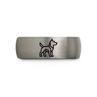 custom engraved bands men – silver tungsten dog wedding band