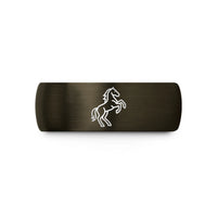 friend anniversary present ideas – gunmetal & black tungsten horse silhouette wedding band