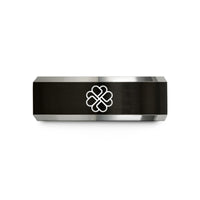 best presents for pals – black & silver tungsten linked clover wedding band