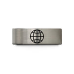 romantic presents for spouse – blue & gray tungsten globe grid wedding band