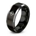 GHS Oxidizer – Tungsten Wedding Band, 8 mm, Silver, Black Comfort-Fit Unisex