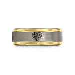 tungsten rings for men – black & gold & gray tungsten heart accent wedding band
