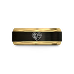 unique presents for him – black & gold tungsten heart accent wedding band