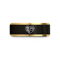 romantic presents for him – black & gold tungsten heart accent wedding band