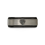 romantic presents for him – black & grey tungsten heart accent wedding band
