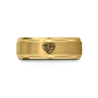 romantic presents for him – gold tungsten heart accent wedding band