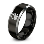 unique presents for him – black & gray tungsten histogram bars ring