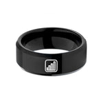 custom rings for men – black tungsten histogram bars wedding band