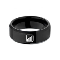 custom rings for men – black tungsten histogram bars wedding band