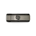 unique presents for him – black & blue & grey tungsten macro wet lens wedding band