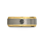 personalized jewelry for her – gold & blue & grey tungsten confetti burst wedding band