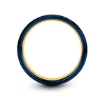 romantic presents for her – confetti burst engraving on gold & blue & gray tungsten wedding band