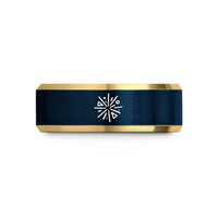 romantic presents for her – gold & blue tungsten confetti burst wedding band