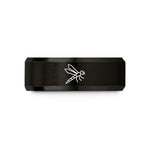 unique rings for ladies – black tungsten geometric dragonfly wedding band