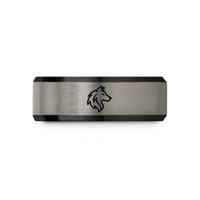 unique rings for couples – black & silver tungsten wolf wedding band