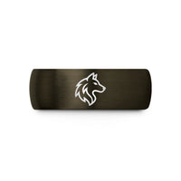 unique rings for couples – gunmetal & black tungsten wolf wedding band