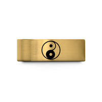 unique rings for her – gold tungsten yin yang symbol wedding band